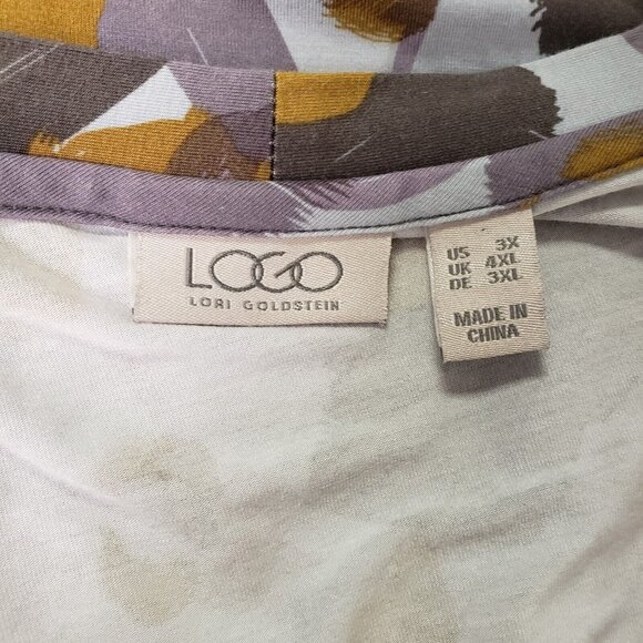 Logo Lori Goldstein Womens Artsy Asymmetric Button Up Tunic Top Size 3X Abstract - Picture 3 of 8